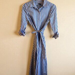 Talbots Striped Midi Shirt Dress (Size 4)